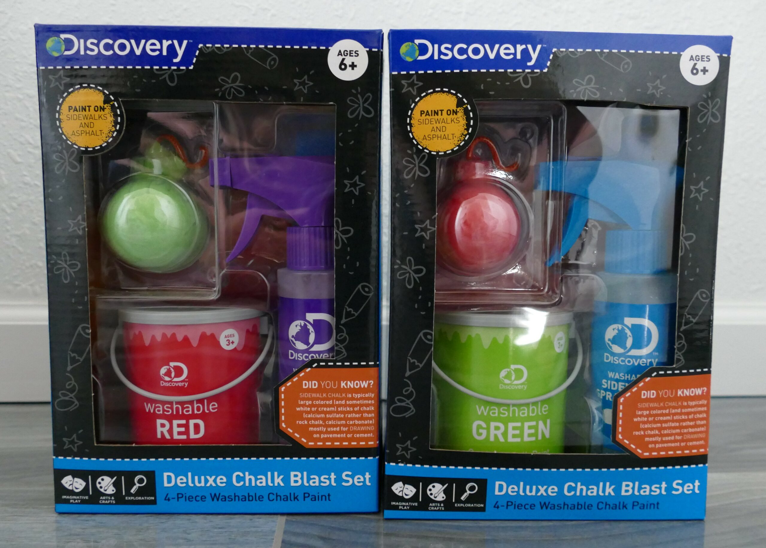 Discovery Kids Deluxe Chalk Blast Set 4-Piece Washable Chalk Paint Green New