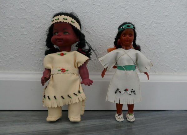 Set of Two Small Native American Plastic Dolls