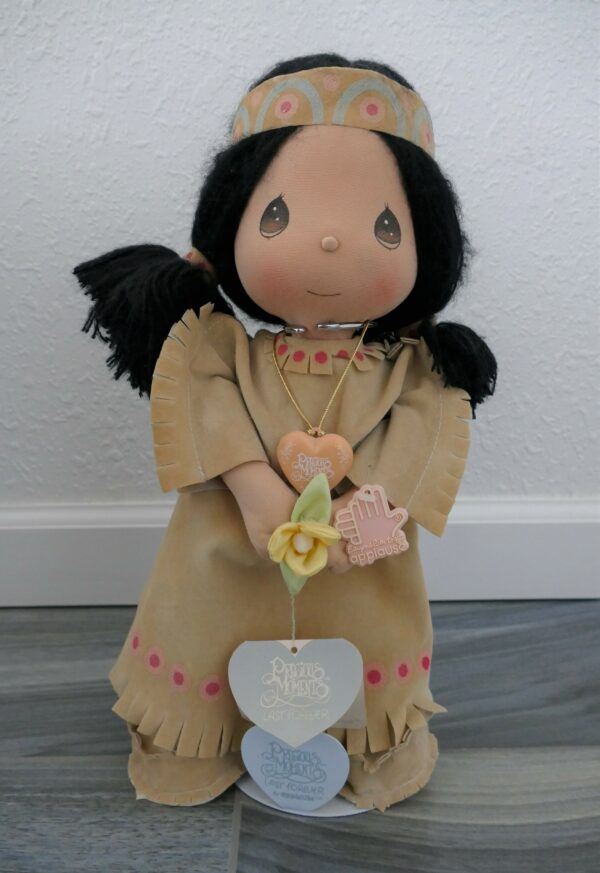 Precious Moments Native American Doll Wannie With Display Stand