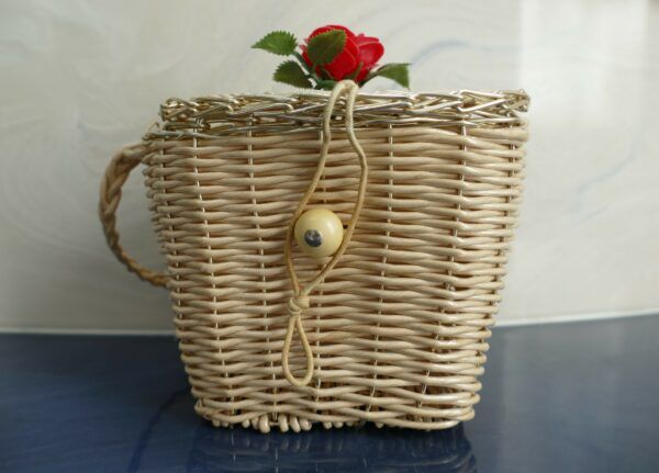 Little Girl's Vintage Wicker & Metal Purse