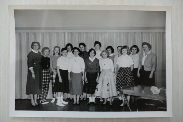 Plaid Pants & Poodle Skirts – Girls Group Photo Vintage Photograph