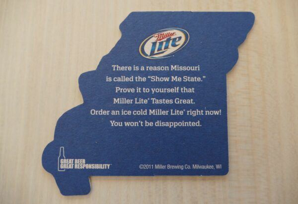 Missouri Miller Lite Carboard Bar Beer Coaster