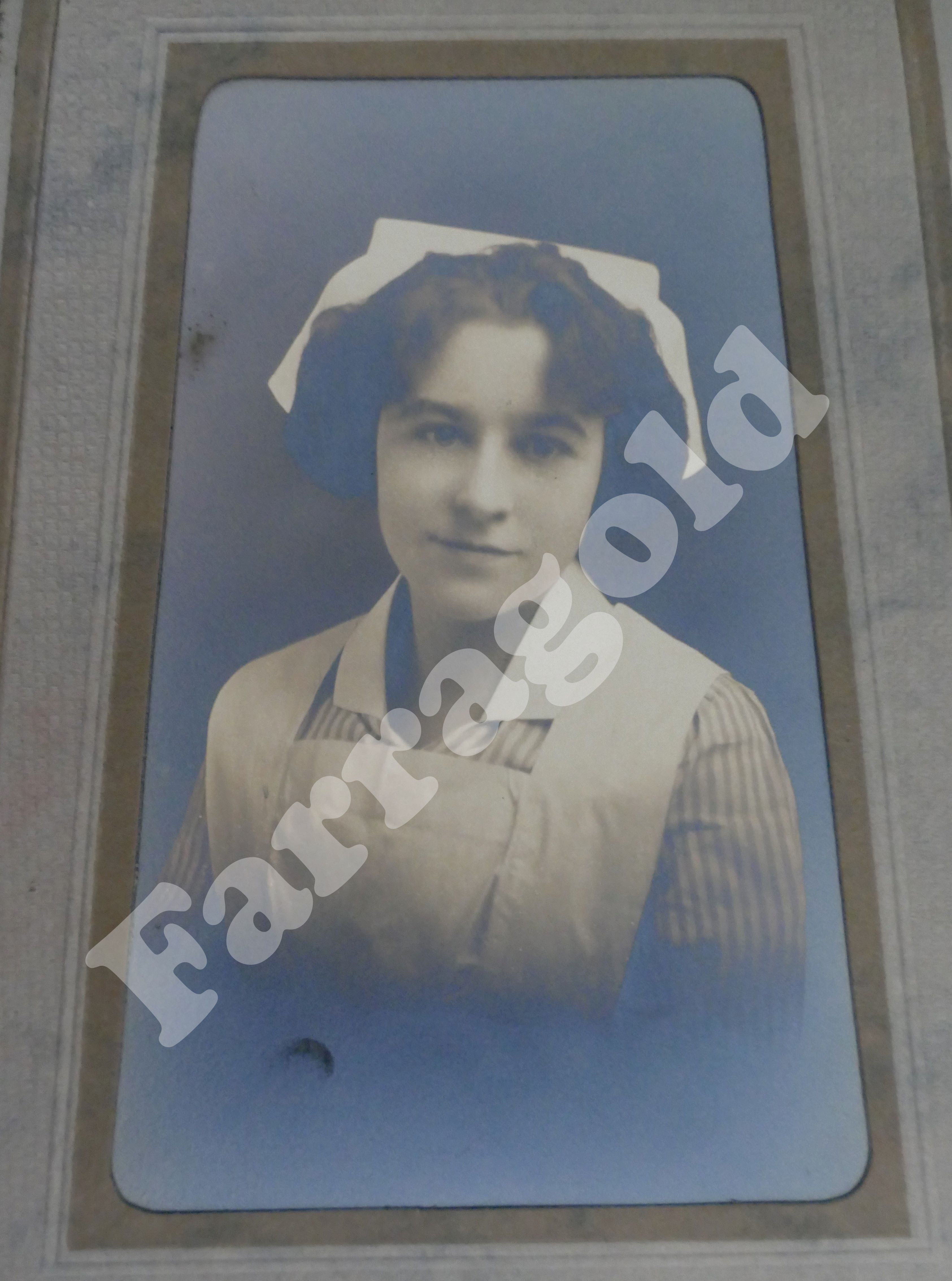 Vintage Nurse Photograph in Pressed Cardboard Frame