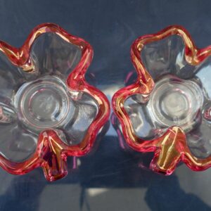 Set of Two Four-Leaf Clover Decorative Glass Bowls