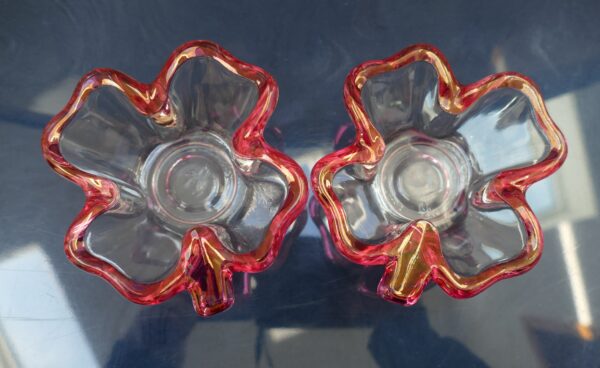 Set of Two Four-Leaf Clover Decorative Glass Bowls