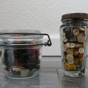 Two Vintage Jars Filled with Buttons