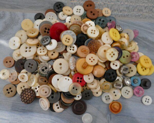 Two Vintage Jars Filled with Buttons