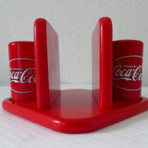 Red Napkin Holder with Coca-Cola Salt & Pepper Shakers