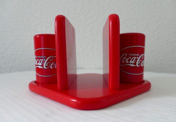 Red Napkin Holder with Coca-Cola Salt & Pepper Shakers