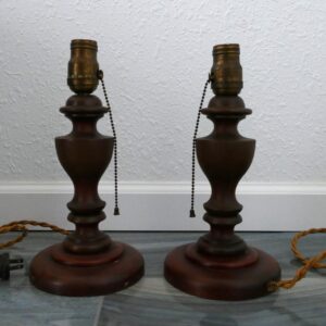  Antique Wood Lamp Set