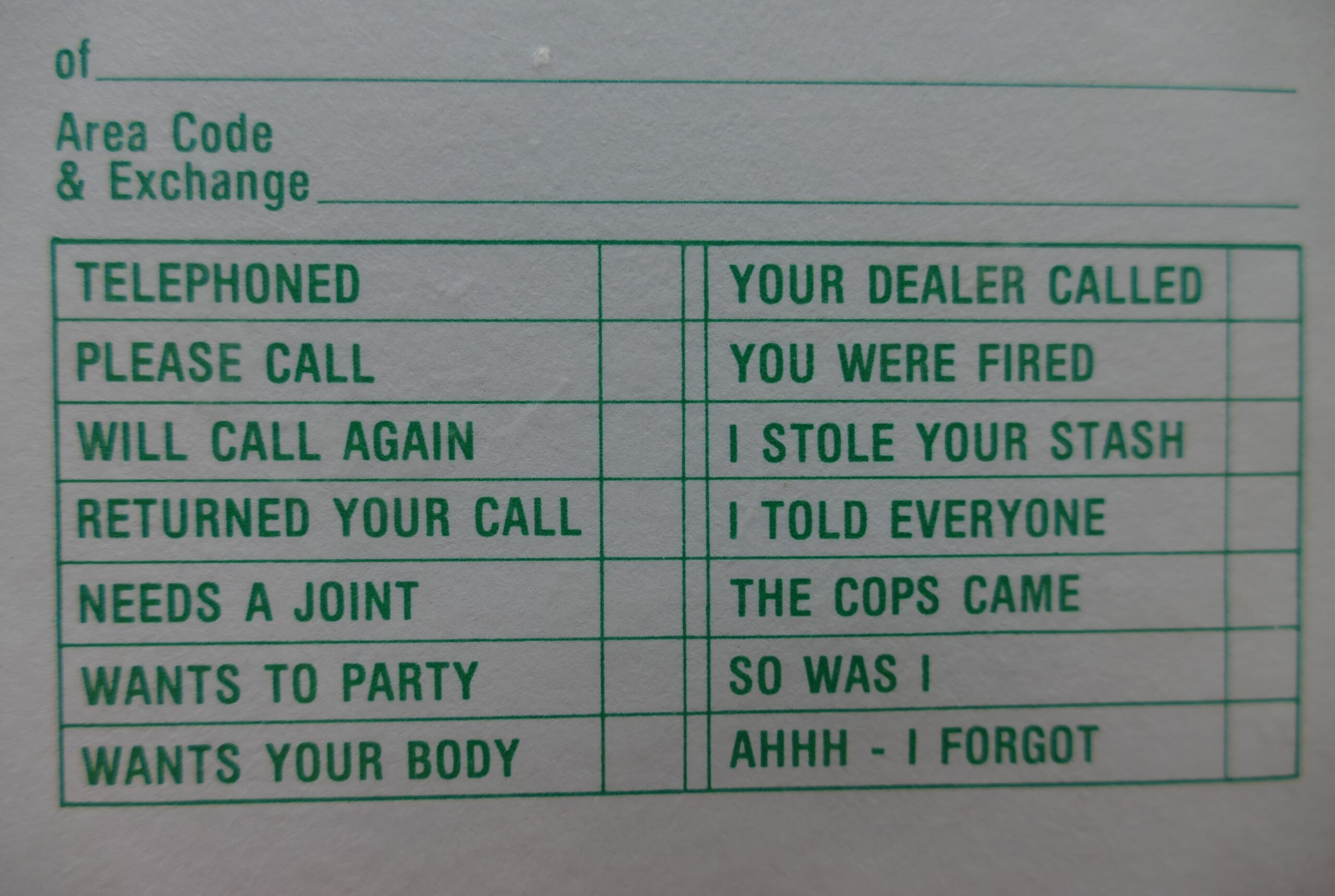 Vintage Novelty ‘While You Were Out Getting Stoned’ Message Pad - Image 2