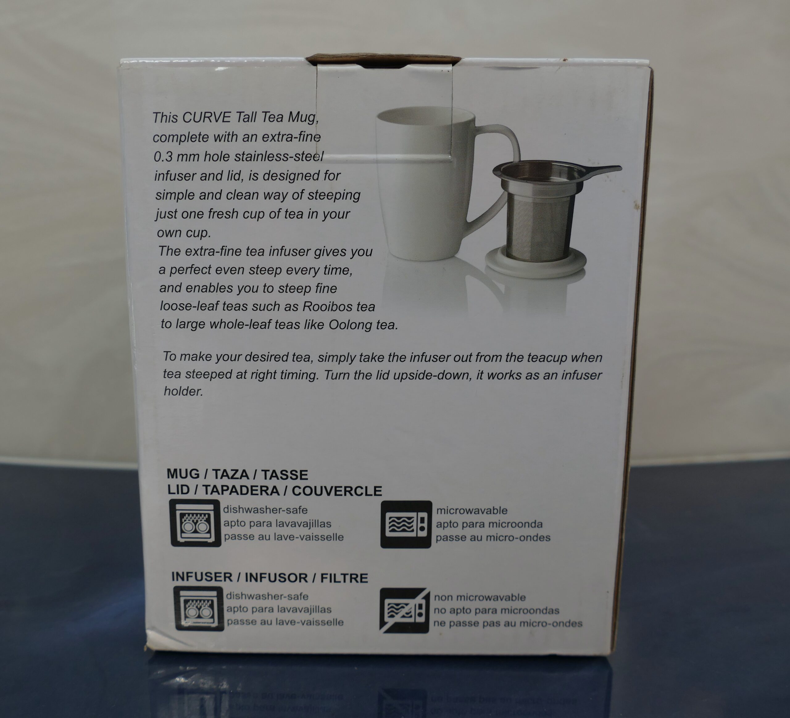 Curve Tall Tea Mug w/Infuser & Lid - NIB