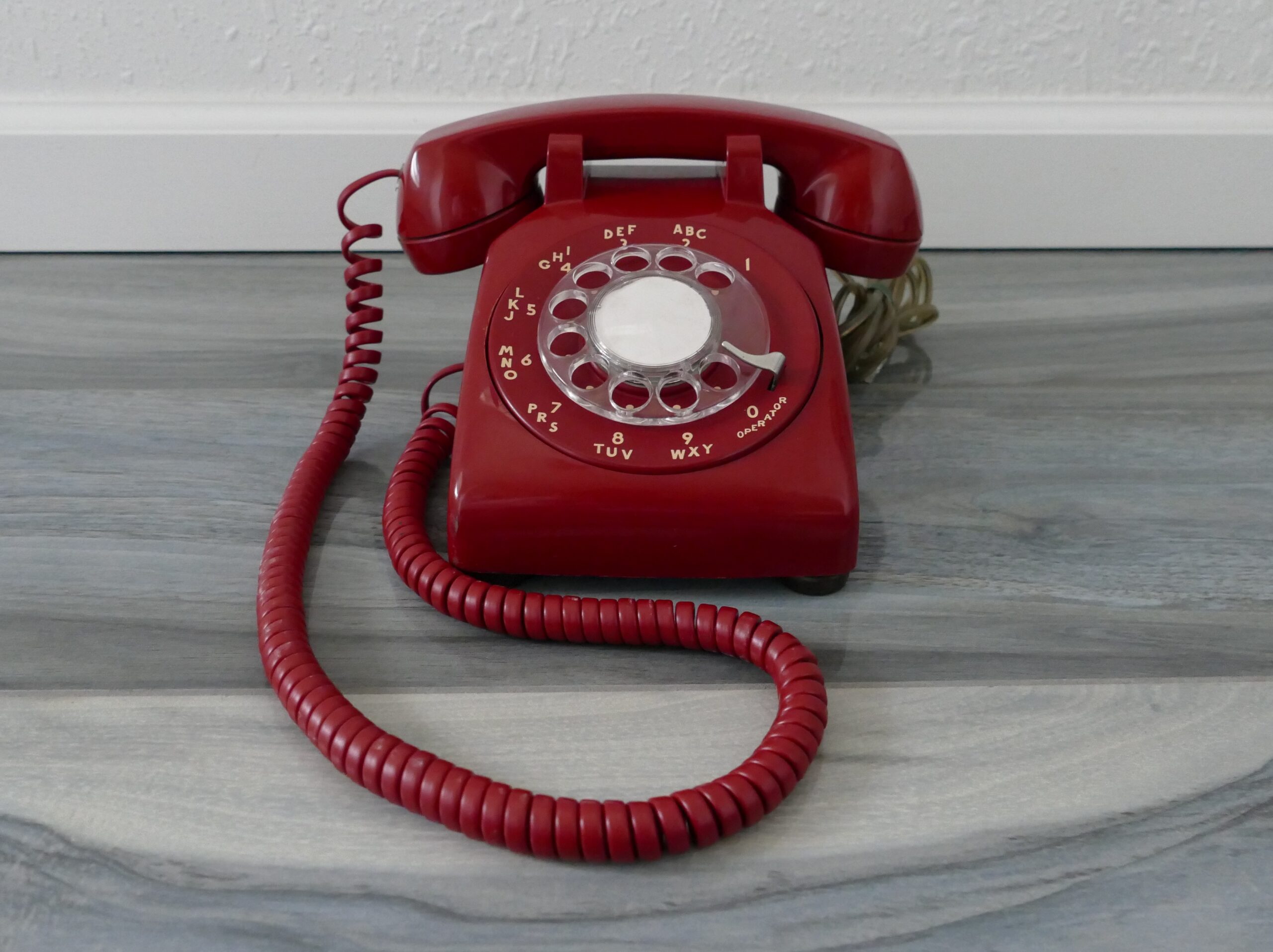 Vintage Red Bell System Western Electric Rotary Dial Desk Phone