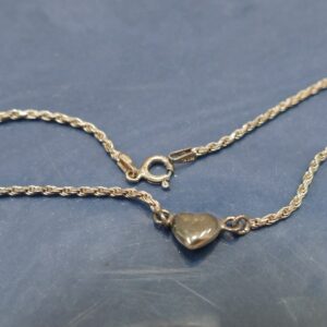 Avon Sterling Silver Rope Heart Anklet