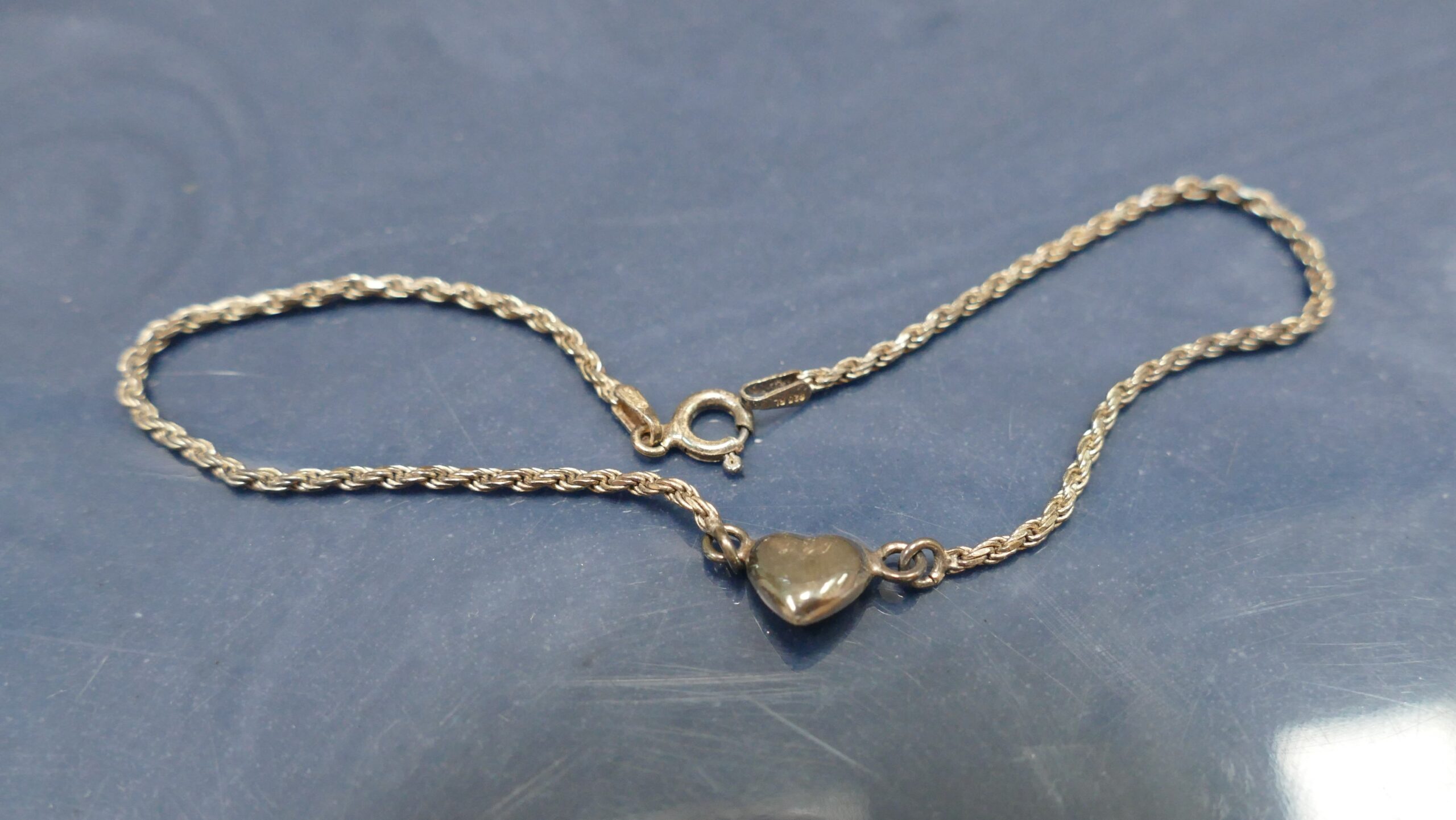 Avon Sterling Silver Rope Heart Anklet