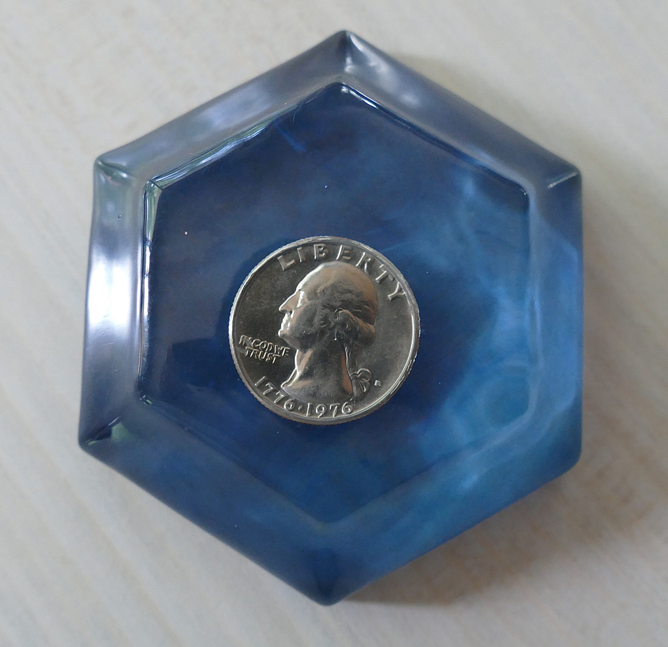 Bicentennial Quarter Encased in Resin