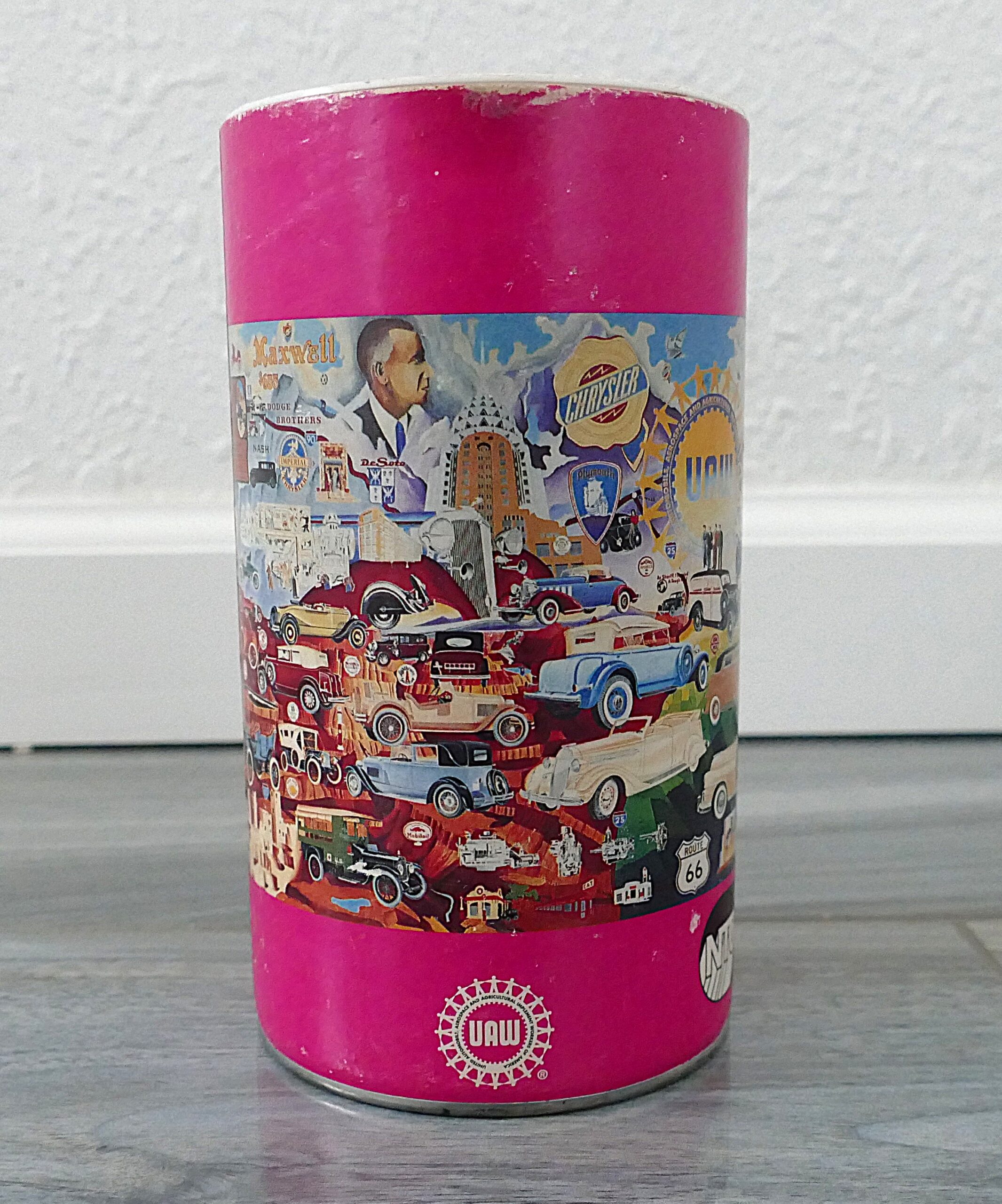 Vintage 1995 UAW-Chrysler NTC "Making History" 10th Anniversary Canister Jigsaw Puzzle - Image 4